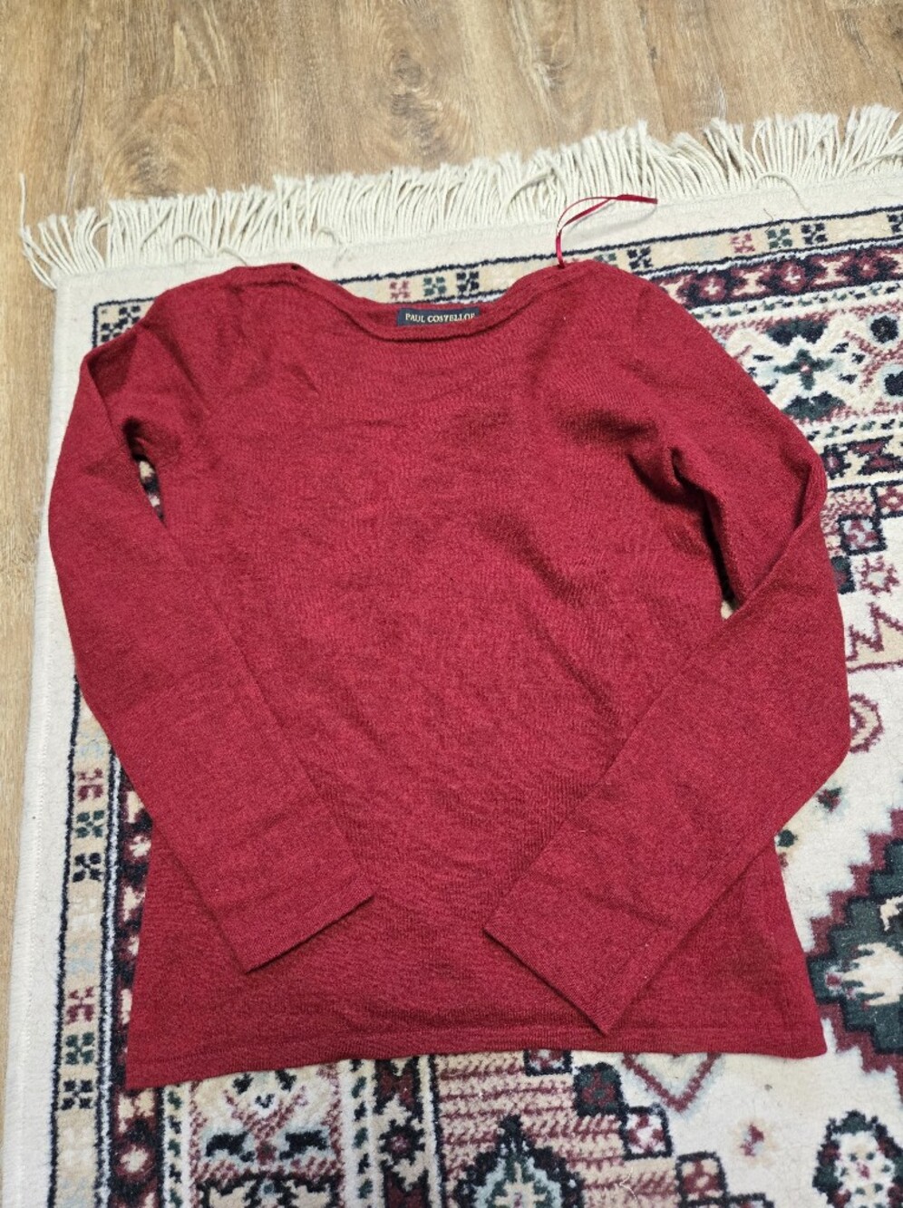 ​Paul Costelloe Women Red Long Sleeve Extra Fine Merino Wool Knit Sweater M